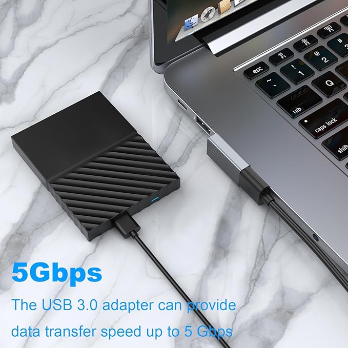 AreMe 90 Degree USB 3.0 Adapter 2 Pack, Left and Right Angle USB A Male to Female Converter Extender for PC, Laptop, USB A Charger, Power Bank and More (Grey)