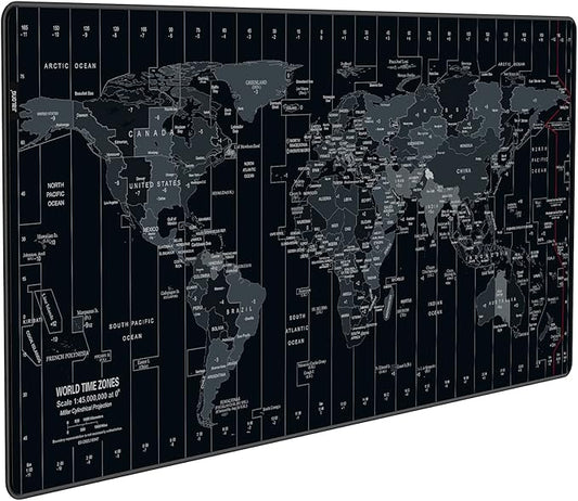 JIALONG Large Gaming Mouse Pad Extended Desk Mat XXL Mousepad with Non-Slip Keyboard Pad for Office Laptop, Computer and PC - 35.4 x 15.7 inches World Map
