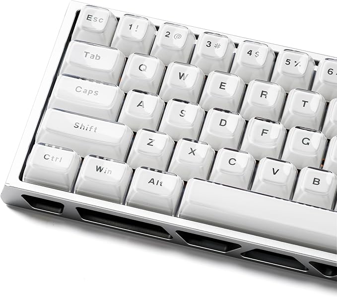XVX White Crystal Jelly Keycaps, Clear Translucent Keyboard Keycaps OEM Profile Keycap Set Compatible with 61/68/84/87/98/100 ANSI Layout MX Switches Mechanical Keyboard