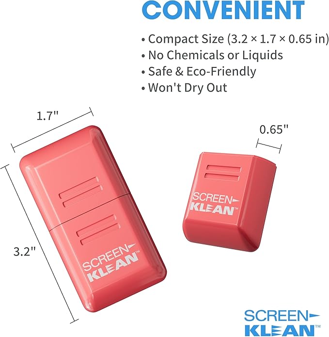 CarbonKlean ScreenKlean Tablet Screen Cleaner - Compatible with iPad, Android & Amazon Tablet - with Carbon Microfiber Tech-Injected Pink-1 Count (Pack of 1)