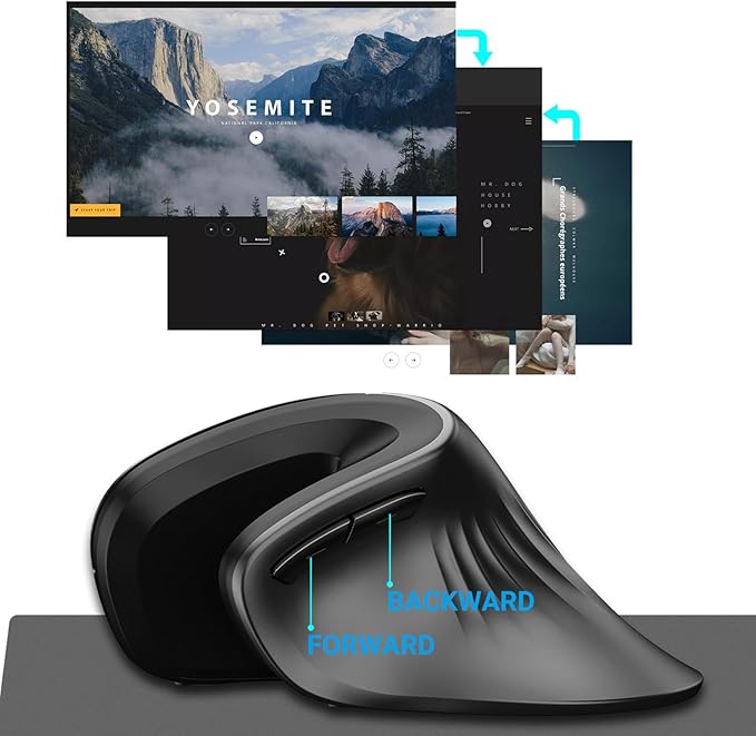Ergonomic Mouse Wireless, Vertical Ergo Mouse, Rechargeable 2.4G Optical Vertical Mice with 6 Buttons 3 Adjustable 3200 DPI Cordless Mice for Large Hands for Mac PC Desktop Laptop Windows (Black)