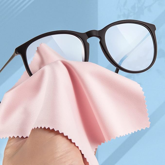 Eyeglass Cleaning Cloth Glasses Cleaner 12Pack Microfiber Lens Cleaner Eyewear Sunglass Wipes for Glass Jewelry Screen Camera Lint Free Thick 5x6 Inch (Pink, 5x6)