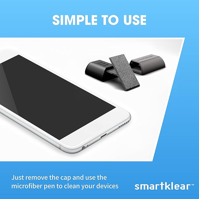 CarbonKlean SmartKlear Smart Phone Screen Cleaner - Compatible with iPhones, Androids, and More - Cleaner with Carbon Microfiber Tech-Black Rubber & Silver Metallic-1 Count (Pack of 1)