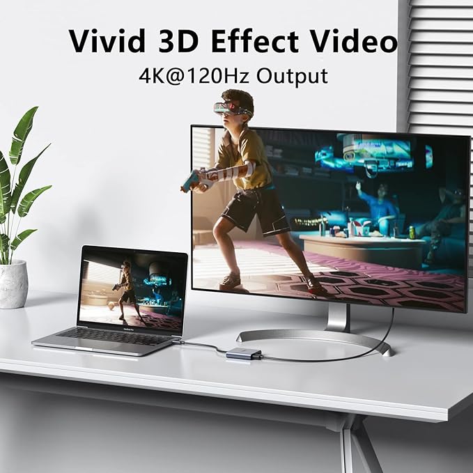 USB-C to Dual 4K DisplayPort Splitter Adapter, USB-C to DisplayPort Dual Monitor Converter 4K 60Hz, USB-C DisplayPort Hub Compatible for Dell XPS 13/15, Lenovo Yoga, Samsung Chromebook, HP and More