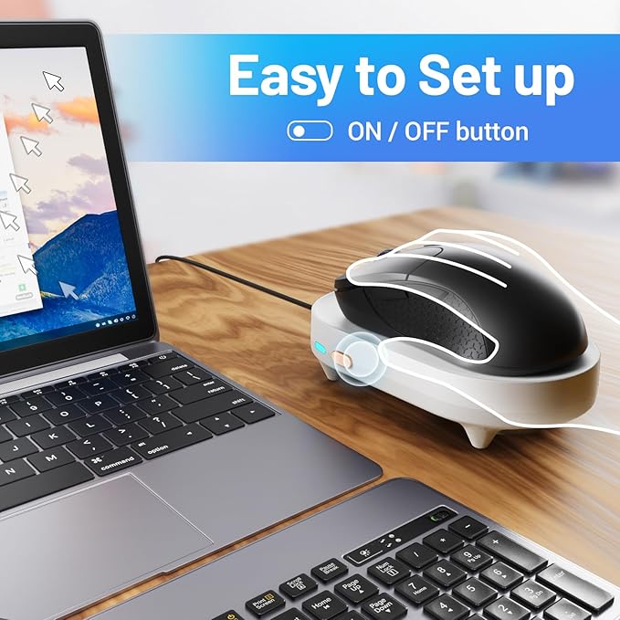 HONKID Undetectable Mouse Mover Jiggler with ON/Off Switch and USB Port Drive-Free,Simulate Physical Automatically Mouse Movement,Prevent Computer Laptop Inactive/Lockdown (White)