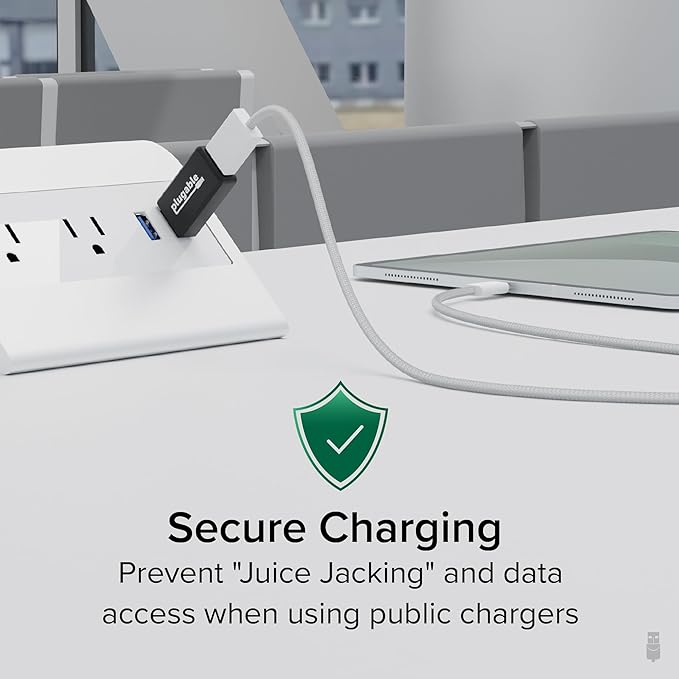Plugable USB Data Blocker, Protect Against Juice Jacking at Public USB Ports, Defend Unwanted Data Transfers and Hijacking, Charging Safely, Fast 1A Charge-Only Adapter for Android, Apple iOS Devices