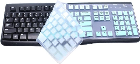 Silicone Keyboard Skin Cover Protector Compatible for Logitech K120 & MK120 Full-Size Wired Keyboard, MK120 & K120 Keyboard Protective Accessories (Ombre Mint)