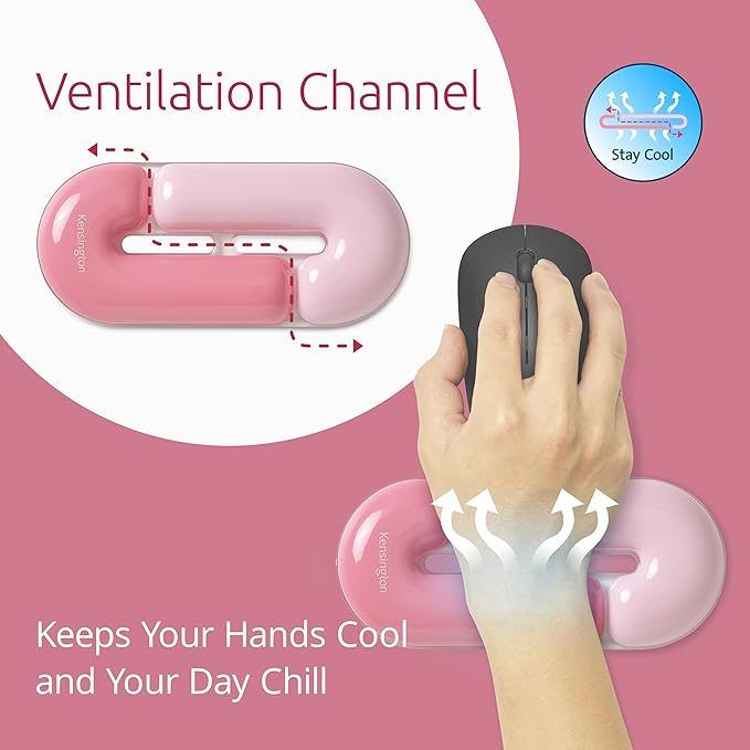 Kensington Gel Mouse Wrist Rest Support Cushion for Mice & Trackballs, Duo Gel Ergonomic Mouse Wrist Support for Pain Relief, Comfortable Non-Skid, Loop Pink 7.4" x 3.27" x 0.7" K62828WW