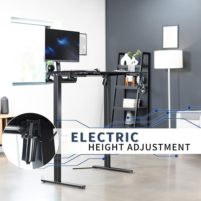 VIVO Electric Corner L-Shaped 47 x 47 in Standing Desk, Memory Height Adjustment, Black Top Black Frame, DESK-E1L94B