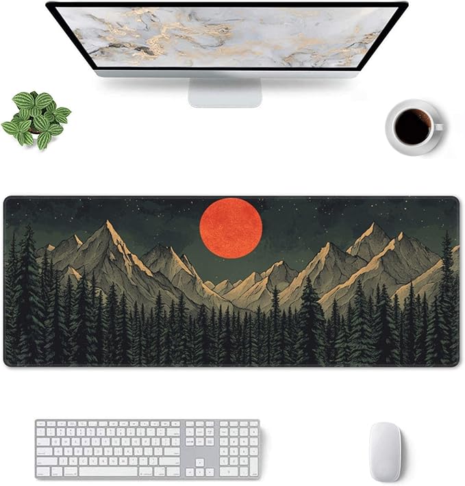 Forest Sun Desk Mat Large Gaming Mouse Pad Forest Sun Extended Mousepad Big in Laptop Computer Mouse Keyboard Mat for Office Desk Decor 31.5x12 in
