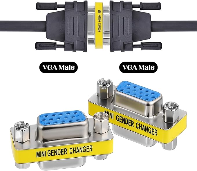 VGA Female to Female Adapter, VGA Coupler HD15 Mini Gender Changer VGA Cable Extender Connector for Monitors Projectors Equipment Cable