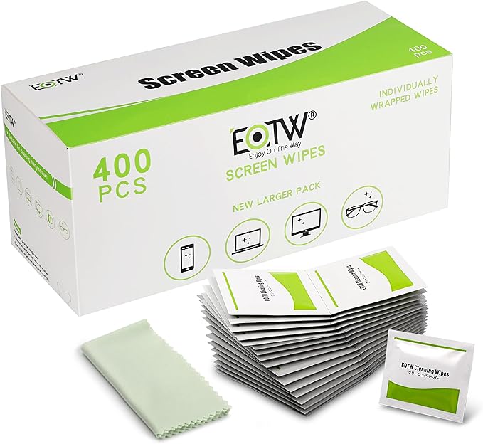Screen Wipes Individually Wrapped, EOTW Pre-moistened Computer Phone Lens Cleaning Wipes for iPhone iPad Tablet PC Computer LED Screen, Pack of 400