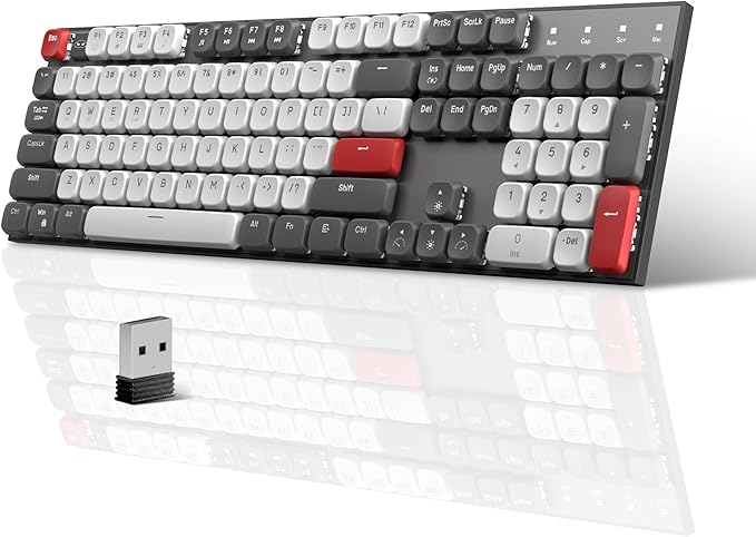 MageGee Wireless Mechanical Keyboard Moon104 RGB Backlight Triple Mode 2.4GHz/BT/USB-C Wired Office Keyboard for Computer/Desktop/PC/Laptop/Surface/Smart TV and Windows 10/8/ 7