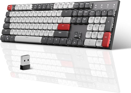 MageGee Wireless Mechanical Keyboard Moon104 RGB Backlight Triple Mode 2.4GHz/BT/USB-C Wired Office Keyboard for Computer/Desktop/PC/Laptop/Surface/Smart TV and Windows 10/8/ 7