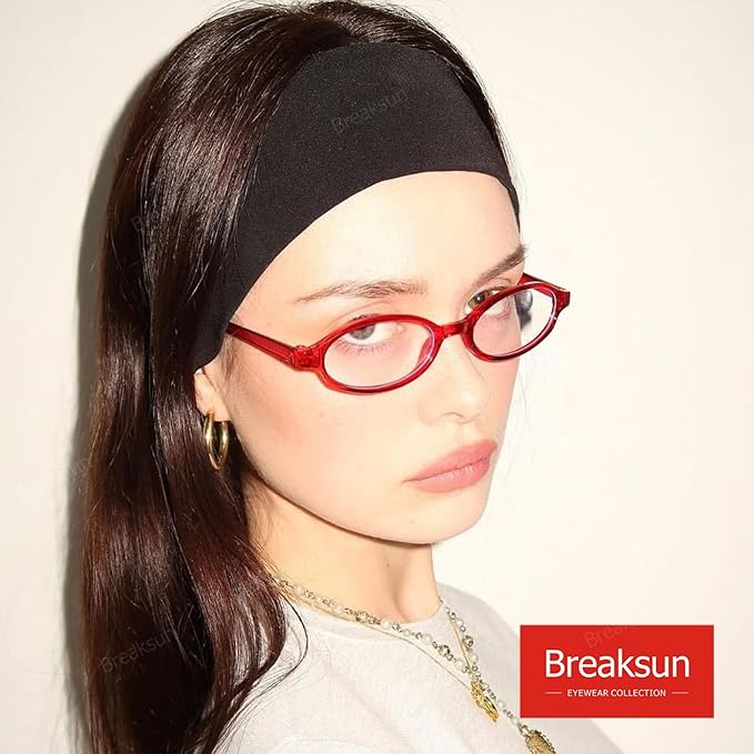 Retro Small Oval Glasses for Women Men 90s Small Face Blue Light Eyeglasses Cosplay Y2K Fake Glasses
