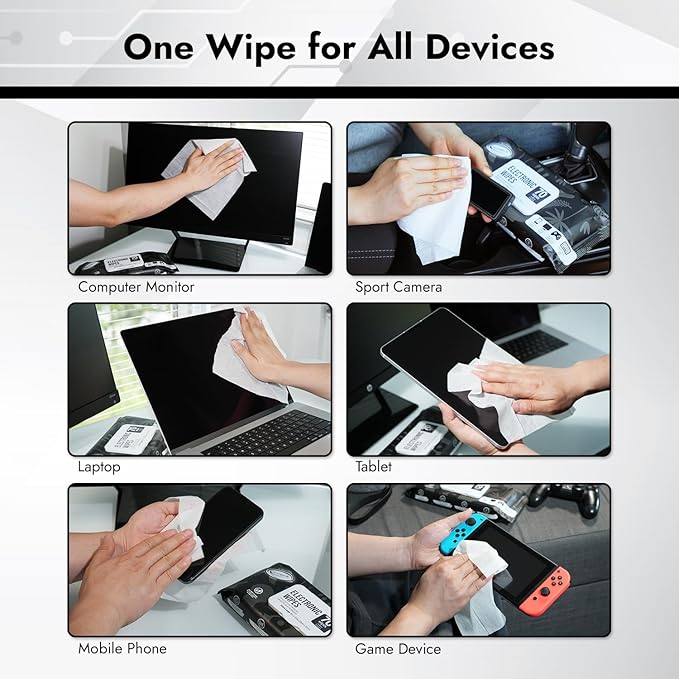 Air Jungles Electronic Wipes Screen Cleaner 70 Count, No Cloth Needed, Extra Large 8"x10" Tech Cleaning Wipes for LED Screen, TVs, Cars, Computer,Tablets, Phones, Laptops, VR, Monitors