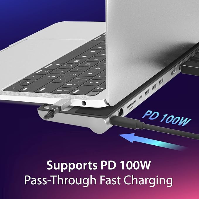 j5create USB C Docking Station- Supports up to 3 Display Simultaneously | HDMI, DisplayPort, VGA, 100W PD Fast Charging, Gigabit Ethernet | Comes with Type C Cable Compartment (JCD543)
