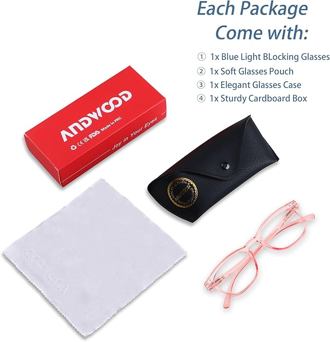 ANDWOOD Blue Light Blocking Glasses Women Men Computer Small Face Clear Bluelight Blocker Eyeglasses Frame