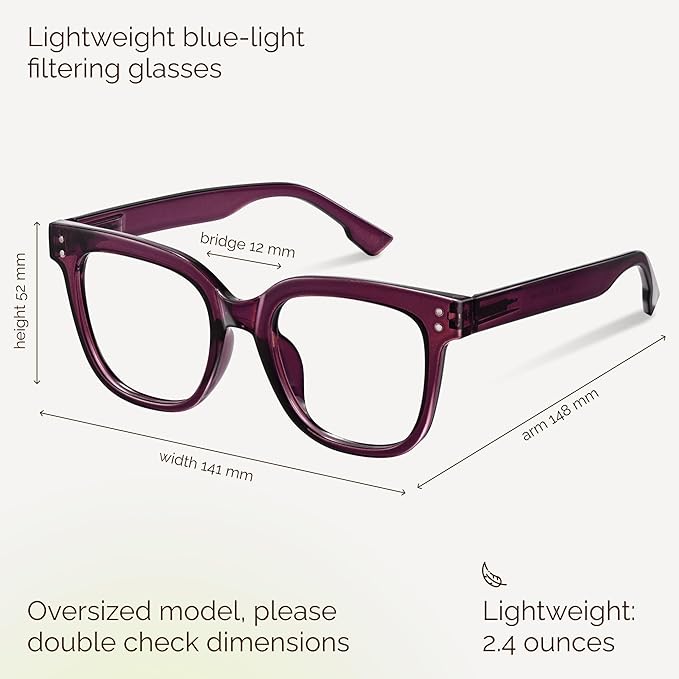 miyya Blue Light Glasses for Women & Men – Oversized UV & Blue Light Blocker Chunky Frames, Stylish Eyewear Accessories