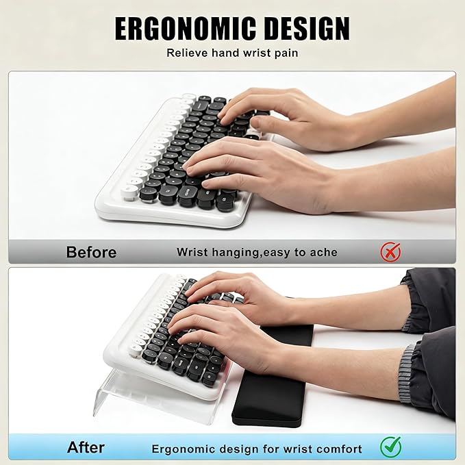 Acrylic Computer Keyboard Stand with Gel Wrist Rest Set,Ergonomic Keyboard Riser for Desk Easy Typing with Gel Keyboard Pad, Anti-Slip Comfort Keyboard Wrist Pad Relief Pain (Black)