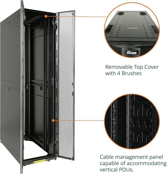 Tecmojo 52U Server Rack Cabinet - PRE-Assembled 24inch Width 43inch Depth IT Network Equipment Cabinet Rack Enclosure with Casters - 3000lbs Weight Capacity(06Black)