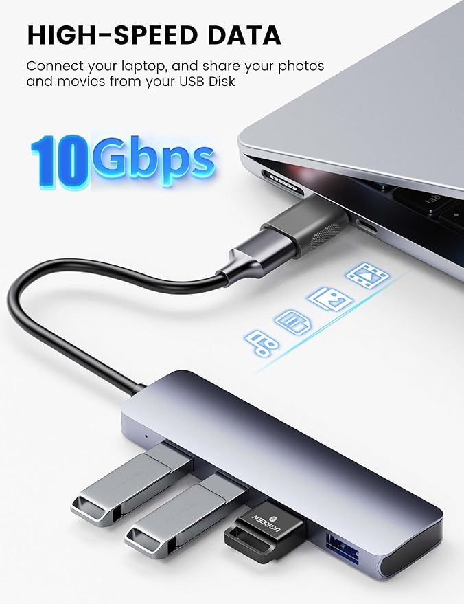 USB C Adapter (4 Pack), Type C Male to USB Female Connector, USB 3.0 Female to Thunderbolt 4/3 Adapter Compatible with MacBook Pro, Chromebook, Surface Book, Cellphon and More Type C Devices