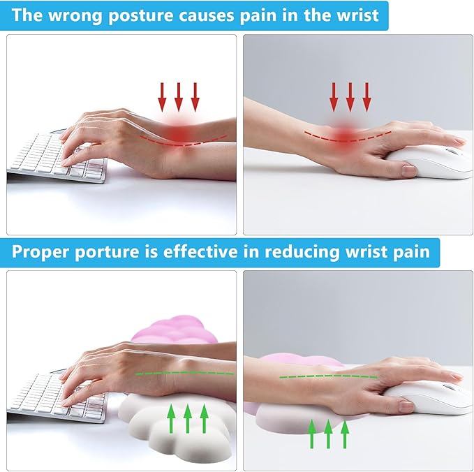 2X Cloud Wrist Rest - Memory Foam Keyboard Palm Rest with Non-Slip Base for Office, Computer, Laptop, Gaming (Purple)