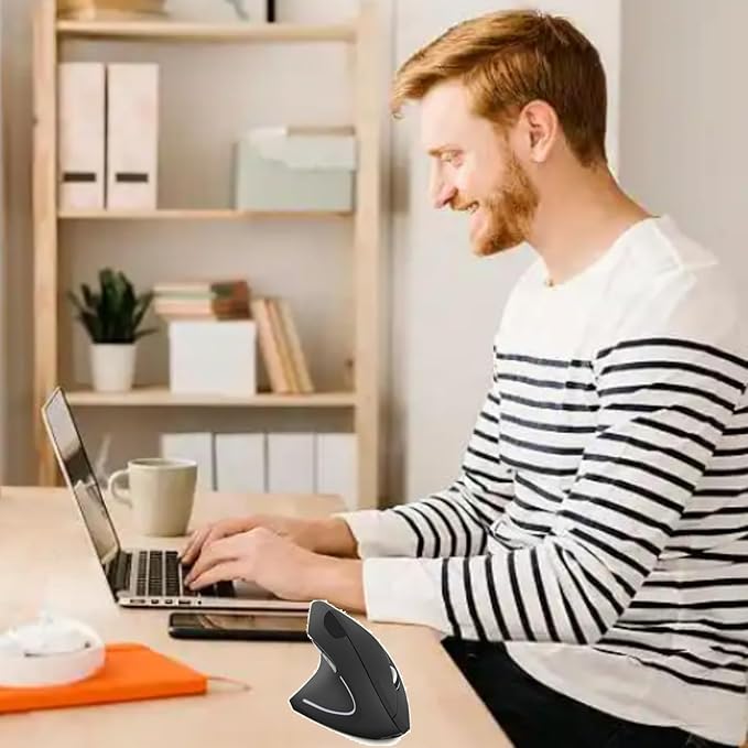Left-Handed Mouse, Rechargeable 2.4G Wireless Ergonomic Vertical Mice with USB Receiver, 6 Buttons Optical Vertical Cordless Mice for Laptop Computer PC Desktop Computer Notebook,for Lefty Hands