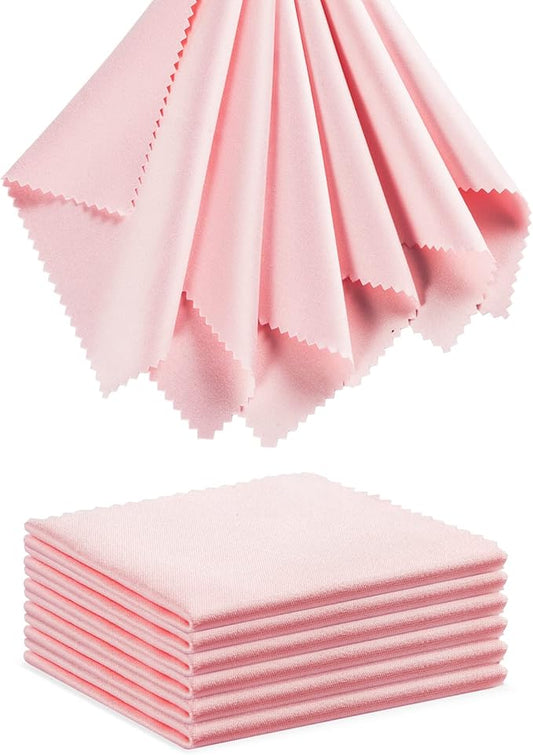 Eyeglass Cleaning Cloth Glasses Cleaner 12Pack Microfiber Lens Cleaner Eyewear Sunglass Wipes for Glass Jewelry Screen Camera Lint Free Thick 5x6 Inch (Pink, 5x6)