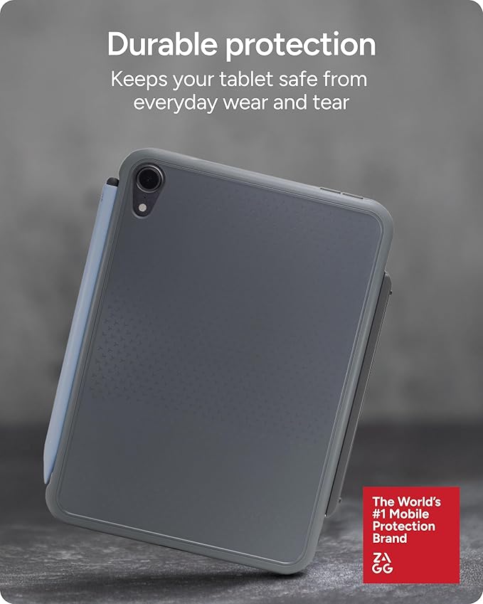 ZAGG Slim Book mini iPad mini (A17 Pro)/ (Gen 6) Keyboard Case – Bluetooth Detachable Keyboard & Protective Case Combo, Slim, Compact, Magnetic Hinge, Multiple Viewing Angles, Ergonomic Typing
