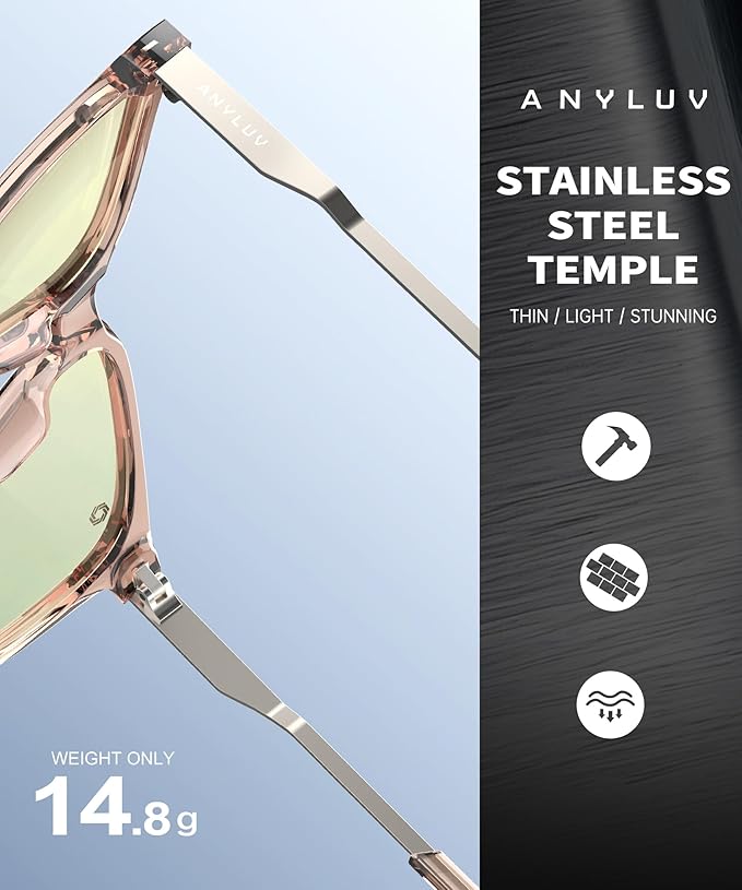 ANYLUV Blue Light Glasses for Men, Lightweight Computer Gaming Glasses, Stylish Anti Eyestrain Blue Light Blocking Men