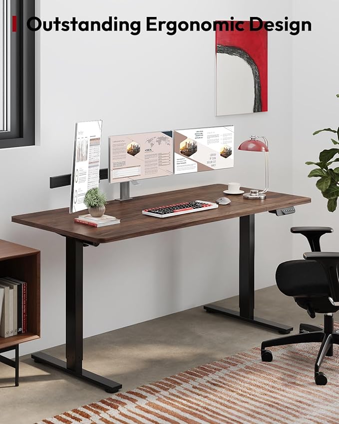 SANODESK Dual Motor Electric Standing Desk 79 x 32 Inches, Height Adjustable Sit Stand Desk with Large Splice Board for Home Office, Computer Workstation, Study & Gaming, Black Frame/Black Walnut Top