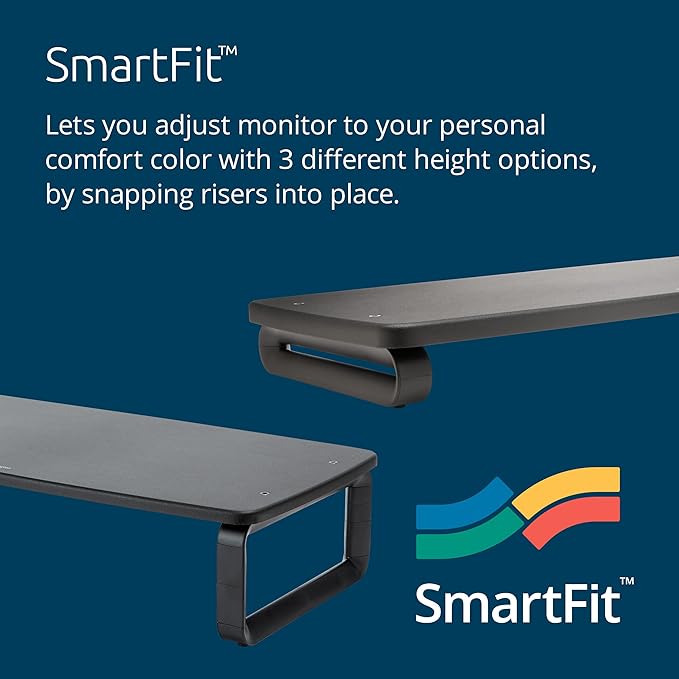 Kensington SmartFit Extra Wide Monitor Stand, Adjustable Height, Ergonomic Design (K52797WW) Black