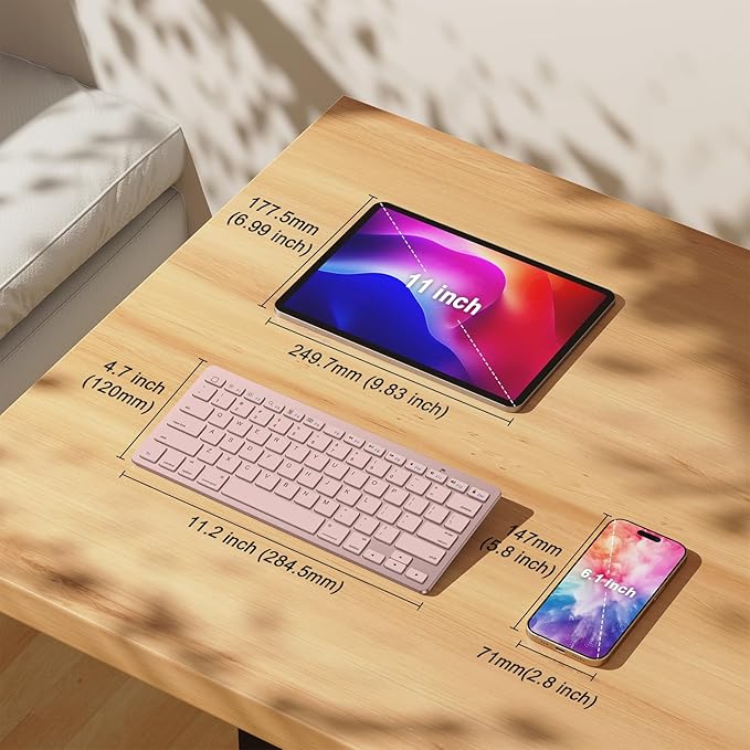 OMOTON Bluetooth Keyboard Compatible with iPad A16 11th 10th Generation, iPad 10.2 (9th/8th/7th), iPad Pro 13/12.9/11 inch, iPad Air/Mini and More iOS Devices, Pink