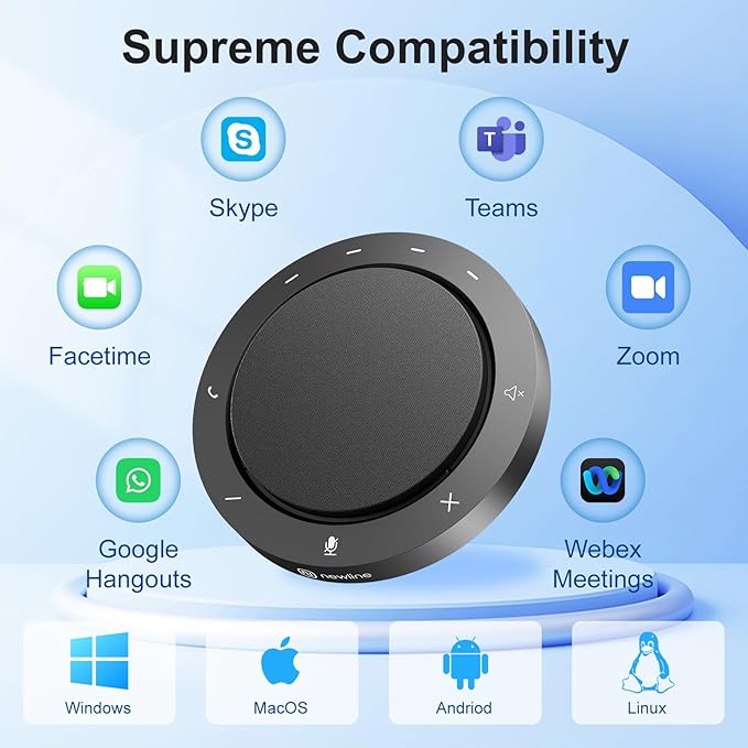 Conference Speaker and Microphone, Dual AI Mics with 360° Voice Pickup & Clear Sound, 10–14H Call Time, Bluetooth & USB-C/A Connection, Speakerphone for 1–6 People, Small Teams & Home Office