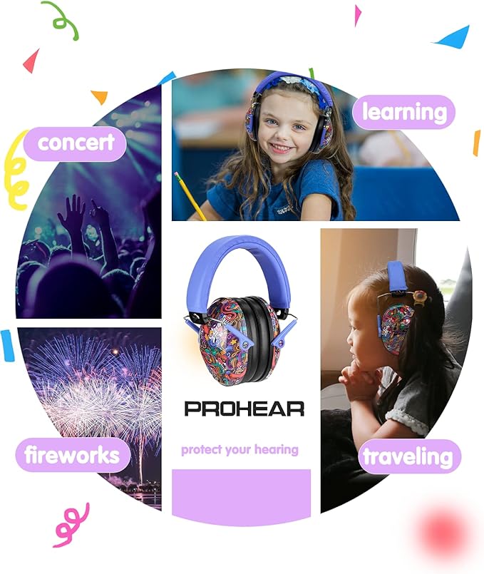 PROHEAR ROHEAR 032 Kids Ear Protection Safety Muffs, NRR 25dB Noise Blocking Earmuffs for Monster Trucks, Autism, Studying, Protective Ear Defenders for Toddler Children Teens - SYMBOL MUSIC