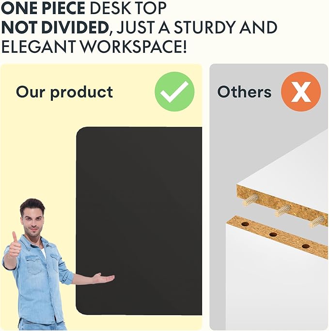 FLEXISPOT Standing Desk, 48" x 24" One-Piece Desktop, Height Adjustable Computer Desk for Home Office, White Frame & Black Top (One Package)