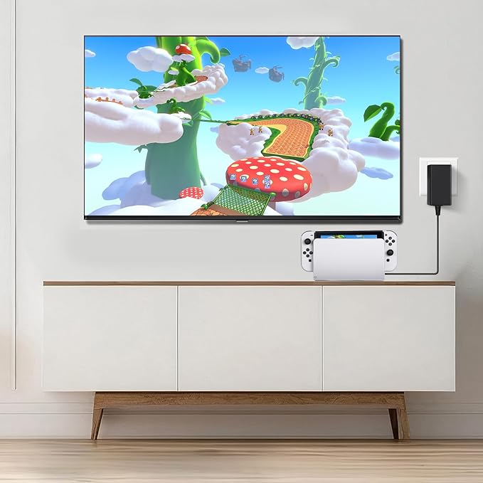 TV Dock Station with Ethernet LAN Port - 3 in 1 Replacement Switch and OLED TV Base Docking Set with Upgraded IC Module, Charger, HDMI Cable Accessories - Not for Switch 2 (White)