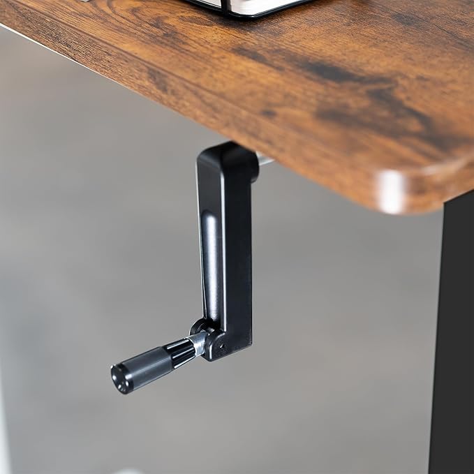 VIVO Compact Hand Crank Stand Up Desk Frame for 37 to 77 inch Table Tops, Ergonomic Standing Height Adjustable Base with Foldable Handle, Black, DESK-M051MB