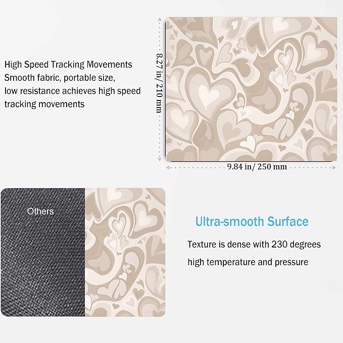 Abstract Modern Mousepad,Cute Small Heart Mouse Pad,Square Waterproof Non-Slip Rubber Base Mouse Pad for Office Laptop,Gaming Mousepad Cloth Computer Mouse Pads for Wireless Mouse