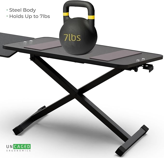 Uncaged Ergonomics KT3 Computer Keyboard Stand & Riser for Desk, Adjustable Raised Wrist Friendly Keyboard Stand Tray & Mouse Stand Lift Negative TIlt