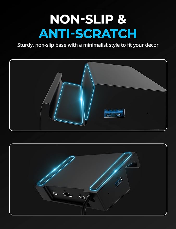 SABRENT Docking Station for Steam Deck & ROG Ally – 6-Port USB-C Hub with 95W PD Charging, 4K HDMI, 3 USB-A Ports, Type-C Data, Integrated Cable – Works with Tablets & Laptops (DS-SD6P)