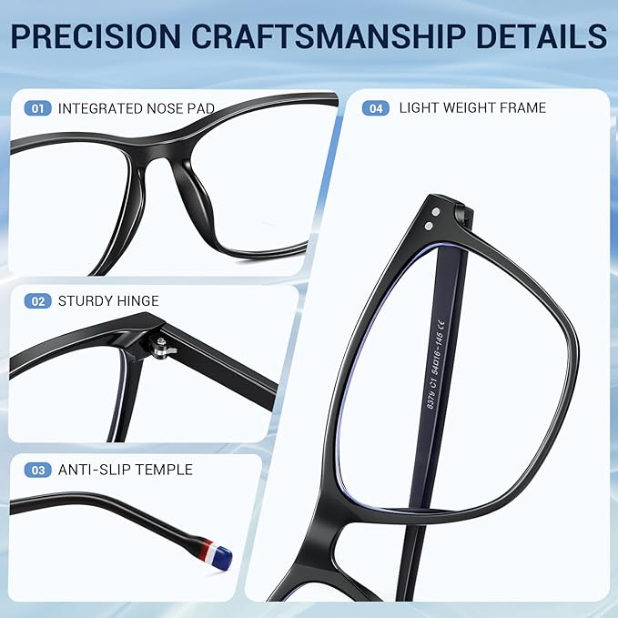 Blue Light Glasses for Men Women, 99% Blue Light Blocker, UV Protection. Ideal for Computer Use, Gaming, Reading.