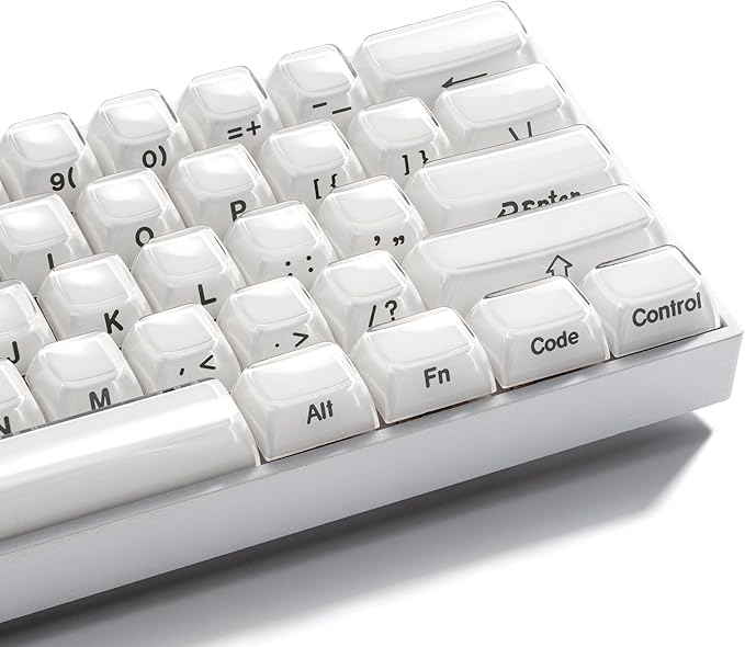 XVX White Keycaps, Crystal Jelly Keyboard Key caps OEM Profile Side Printed Keycap Set Compatible with 61/68/84/87/98/100 ANSI Layout MX Switches Mechanical Keyboard