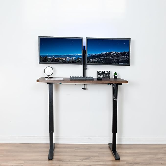 VIVO Compact Hand Crank Stand Up Desk Frame for 37 to 77 inch Table Tops, Ergonomic Standing Height Adjustable Base with Foldable Handle, Black, DESK-M051MB