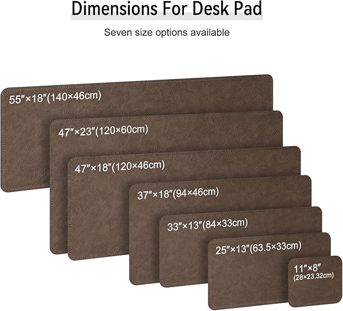 Imitation Crazy Horse Leather Desk Mat - Waterproof Desk Pad - Ideal for Large Mouse Pad and Desk Mats on Top of Desks (Chestnut+Chestnut, 33"*13")