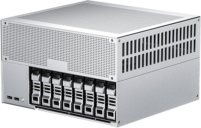 Thdeukoty Desktop NAS 8-Bay, Ultra 9 285H AI CPU, 32GB LPDDR5 8400Mhz RAM, 2 x 10GbE, 2 x M.2 NVMe Slots, HD/DP, PCIe 4.0 x 8 Slot, USB 4, Support Dual System Network Attached Storage (Diskless)
