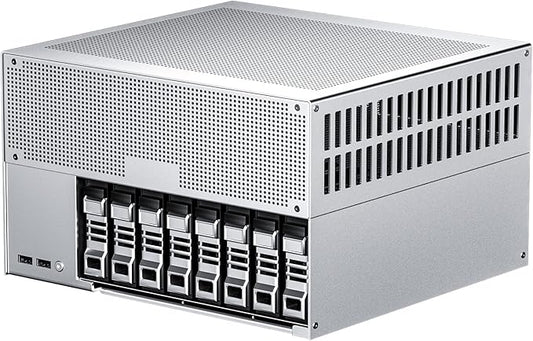 Thdeukoty Desktop NAS 8-Bay, Ultra 9 285H AI CPU, 32GB LPDDR5 8400Mhz RAM, 2 x 10GbE, 2 x M.2 NVMe Slots, HD/DP, PCIe 4.0 x 8 Slot, USB 4, Support Dual System Network Attached Storage (Diskless)