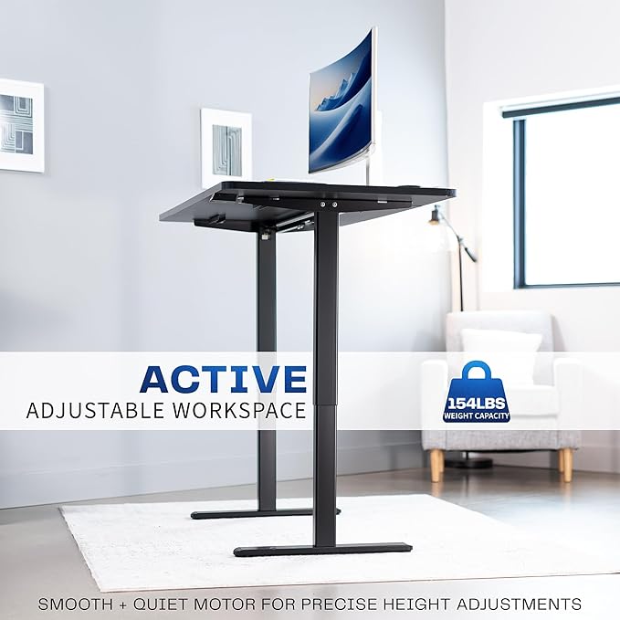 VIVO Electric Stand Up Desk Frame Workstation, Single Motor Ergonomic Standing Height Adjustable Base with Simple Controller, Black, DESK-V100EB