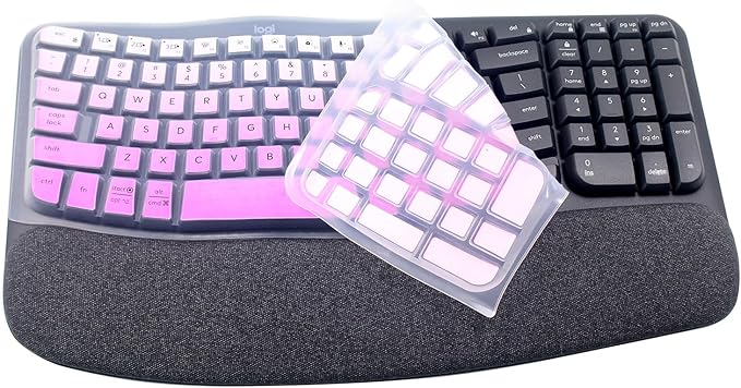 Ultra Thin Desktop PC Silicone Keyboard Cover Skin Protector Compatible with Logitech Wave Keys MK670 Wireless Keyboard, 2023 Logitech Wave Keys Wireless Keyboard Skin (Gradient Purple)